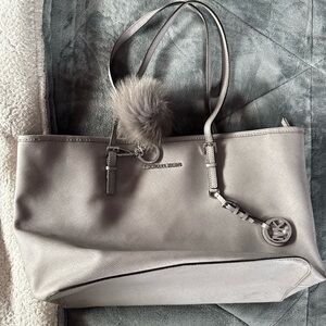 Michael Kors Silver Tote Bag with Charm